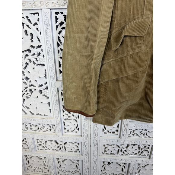 Vtg Ralph Lauren Tan Corduroy Blazer Leather Elbow Patch Sz Womens 8 Equestrian - Picture 3 of 7